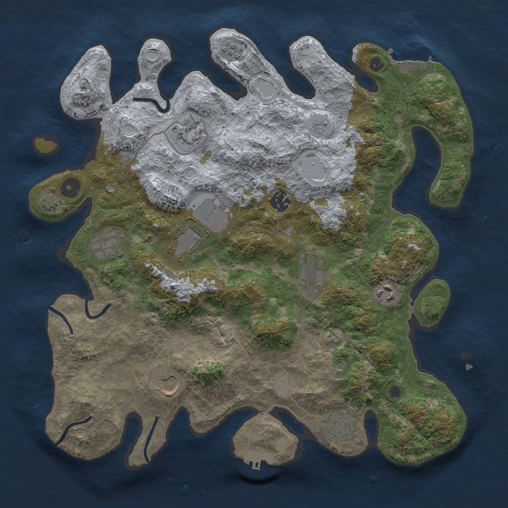 Rust Map: Procedural Map, Size: 3850, Seed: 32032353, 17 Monuments