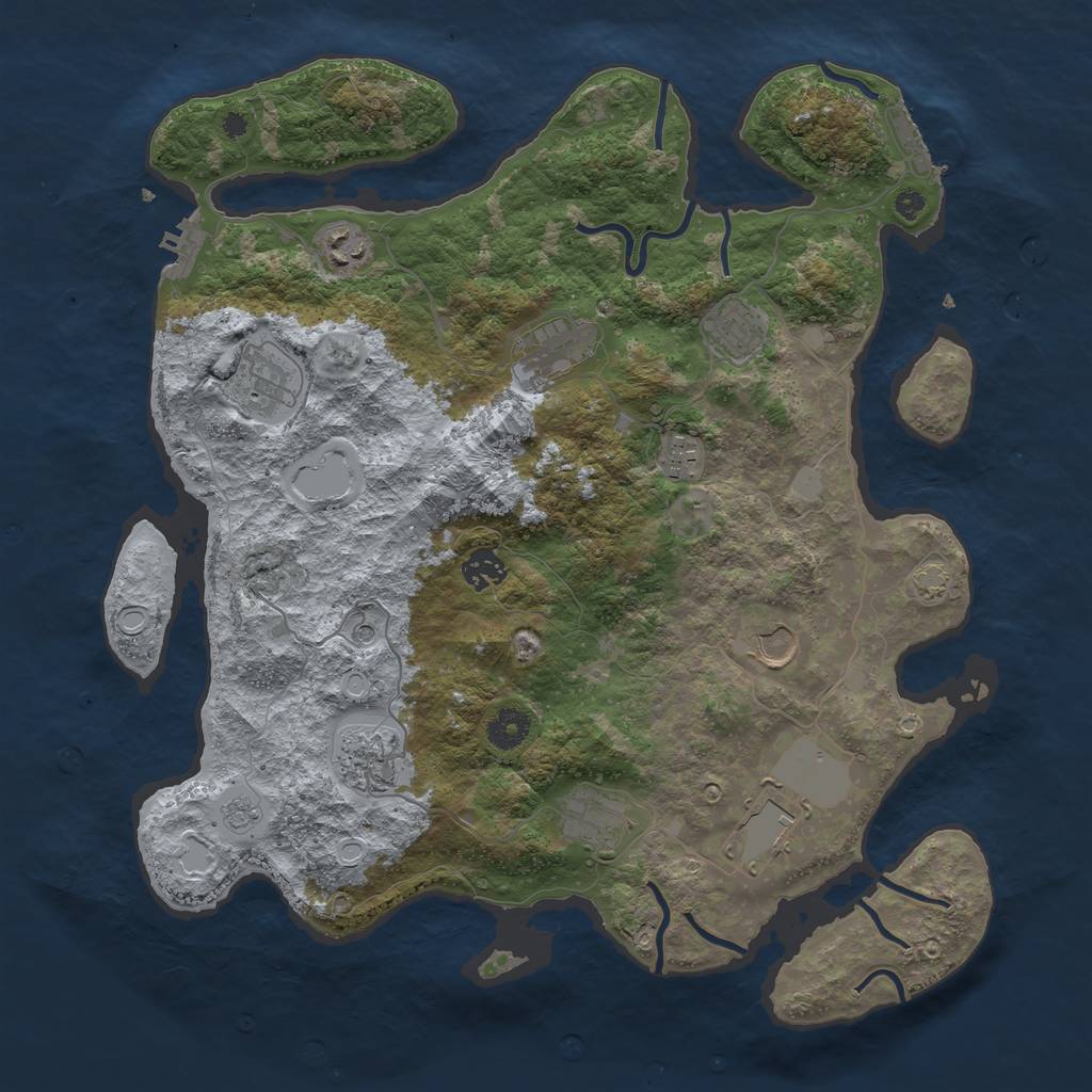 Rust Map: Procedural Map, Size: 3900, Seed: 41310616, 18 Monuments