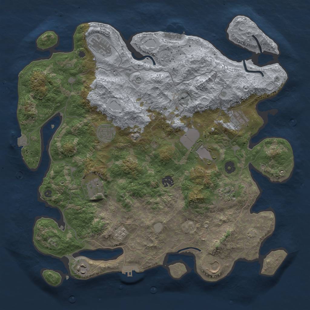 Rust Map: Procedural Map, Size: 4000, Seed: 21735, 18 Monuments