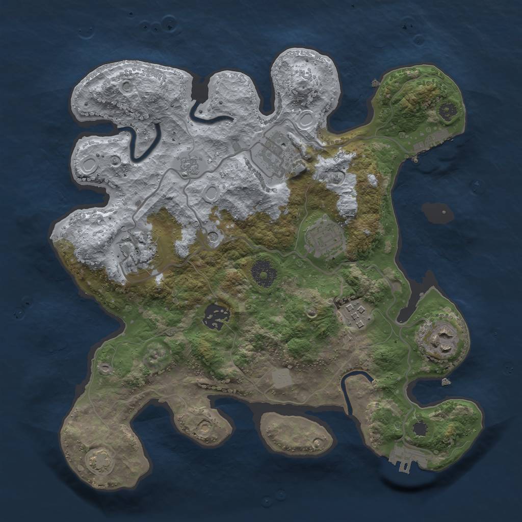 Rust Map: Procedural Map, Size: 3000, Seed: 1418508560, 14 Monuments