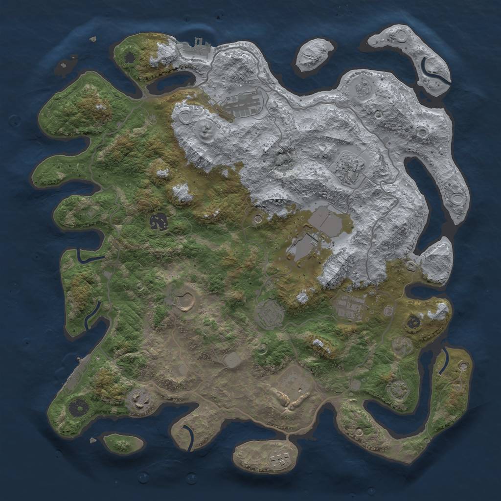 Rust Map: Procedural Map, Size: 4000, Seed: 194849660, 18 Monuments