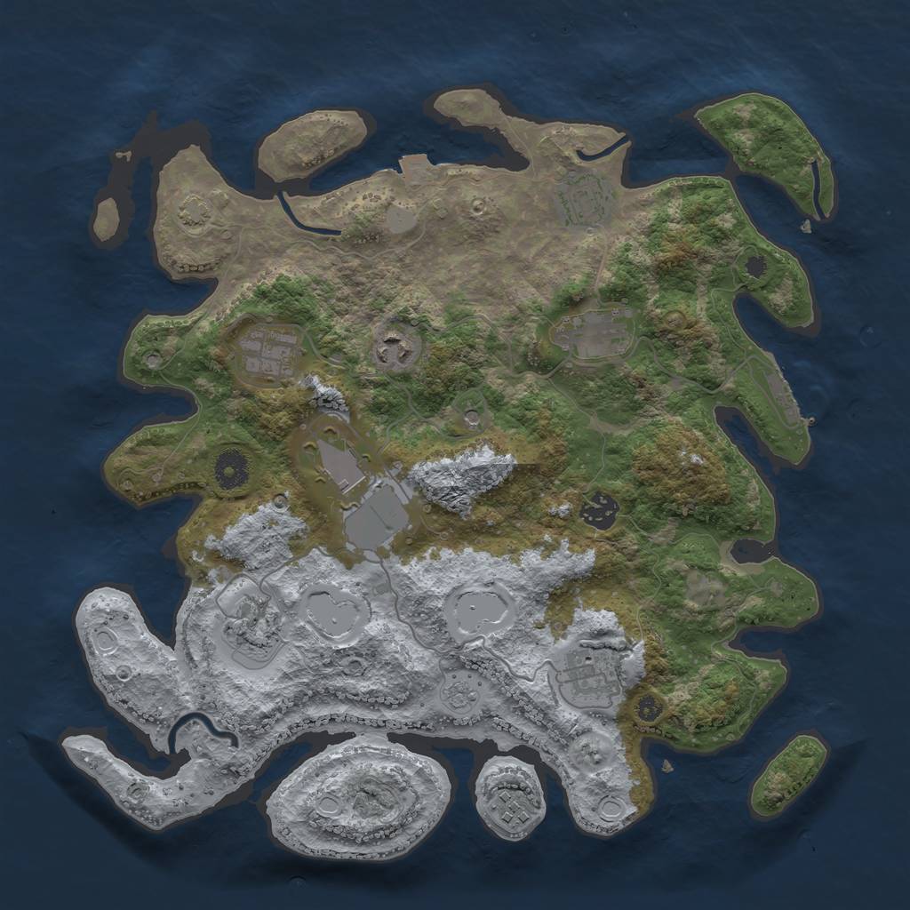 Rust Map: Procedural Map, Size: 3700, Seed: 62138128, 16 Monuments