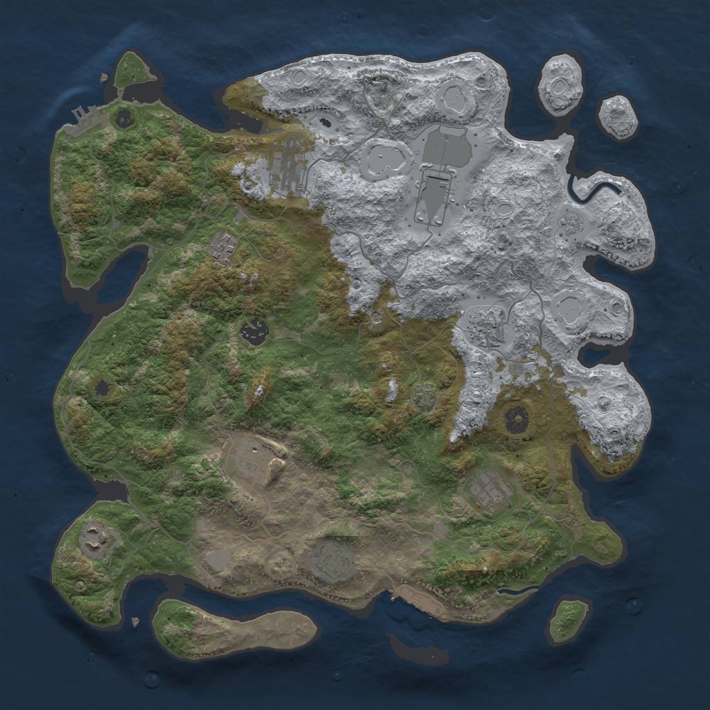 Rust Map: Procedural Map, Size: 4000, Seed: 87896542, 17 Monuments