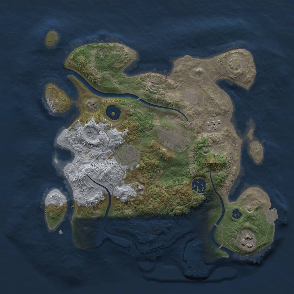 Rust Map: Procedural Map, Size: 3000, Seed: 541279986, 9 Monuments