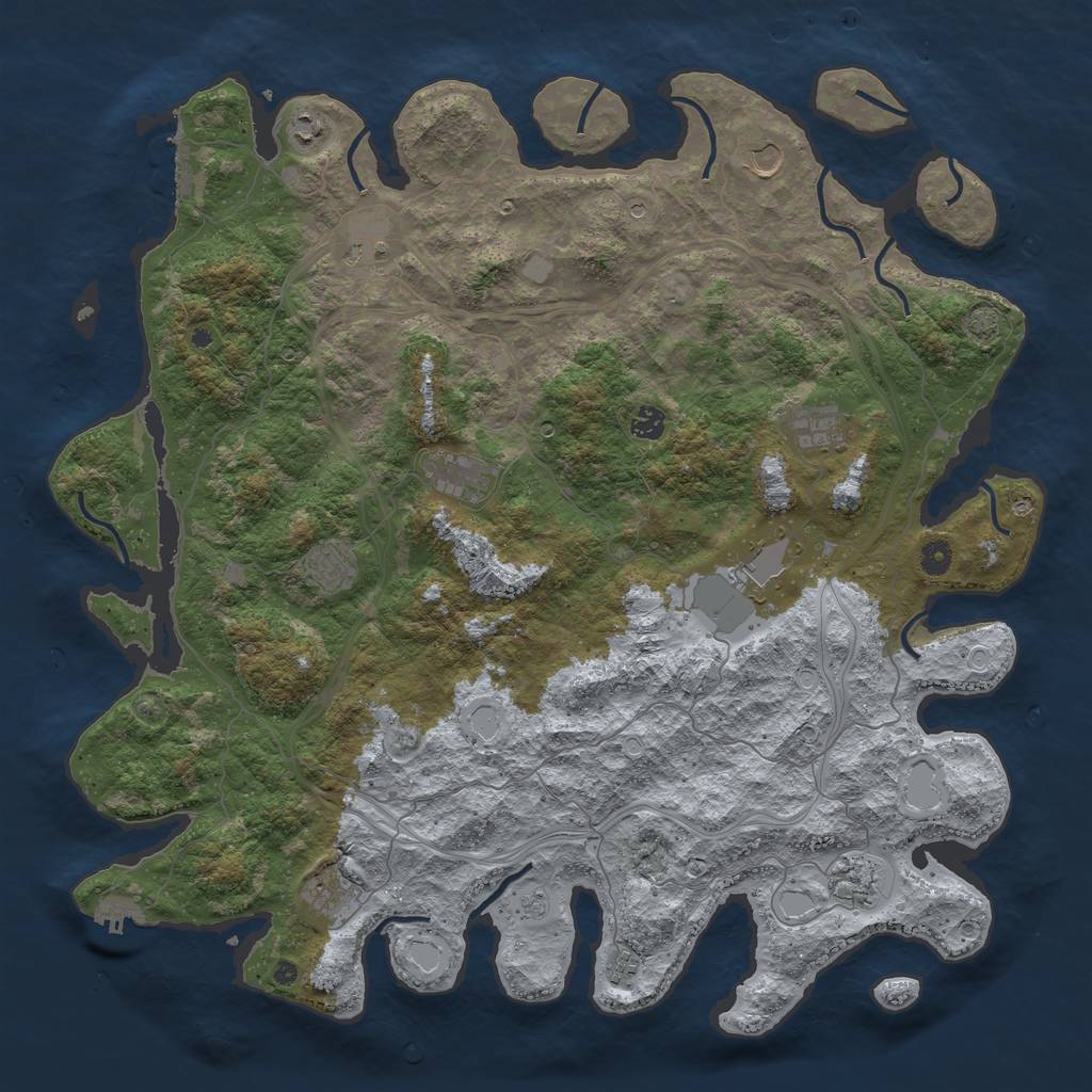 Rust Map: Procedural Map, Size: 4800, Seed: 819777543, 19 Monuments