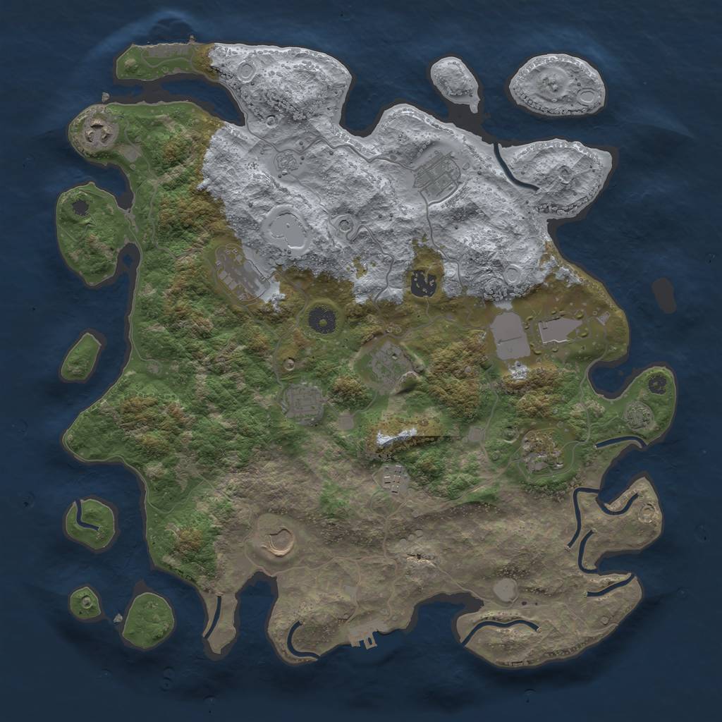 Rust Map: Procedural Map, Size: 3950, Seed: 1159025118, 18 Monuments