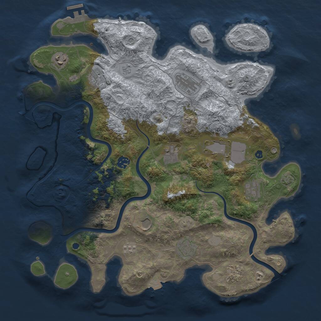 Rust Map: Procedural Map, Size: 3950, Seed: 1159025118, 16 Monuments