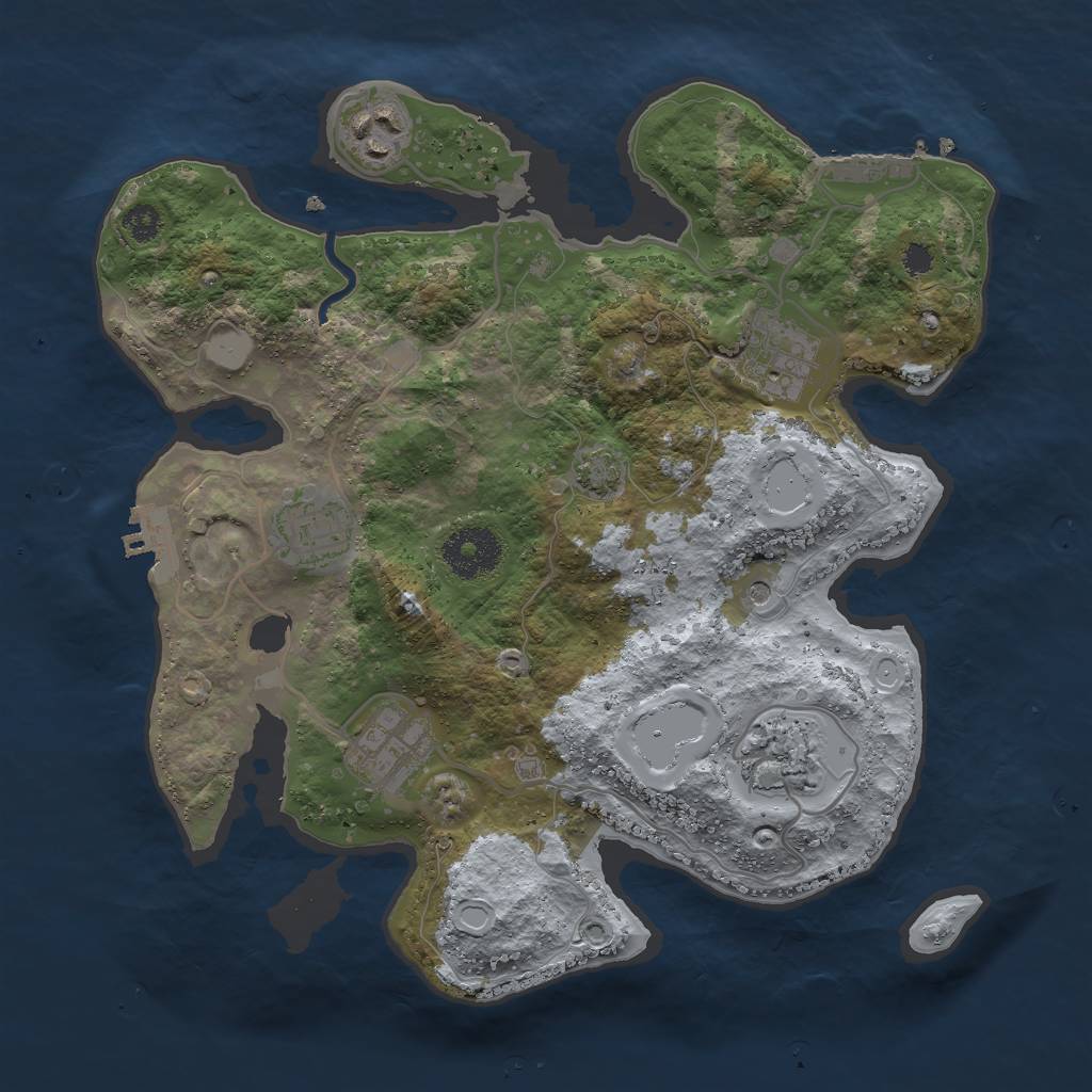 Rust Map: Procedural Map, Size: 3000, Seed: 1043, 12 Monuments