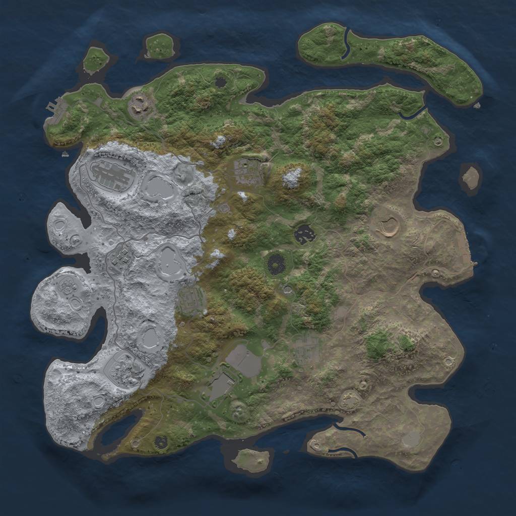 Rust Map: Procedural Map, Size: 3950, Seed: 29132181, 18 Monuments