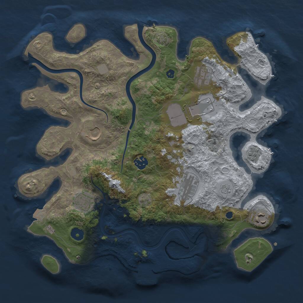 Rust Map: Procedural Map, Size: 3500, Seed: 35066251, 13 Monuments