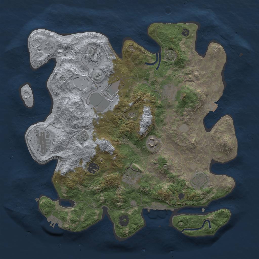 Rust Map: Procedural Map, Size: 3500, Seed: 1349842323, 17 Monuments