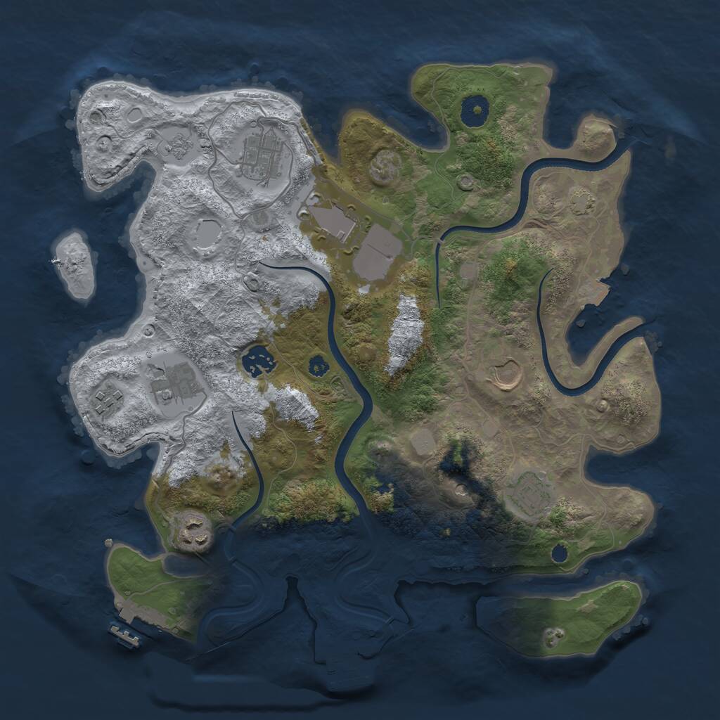 Rust Map: Procedural Map, Size: 3500, Seed: 1349842323, 14 Monuments