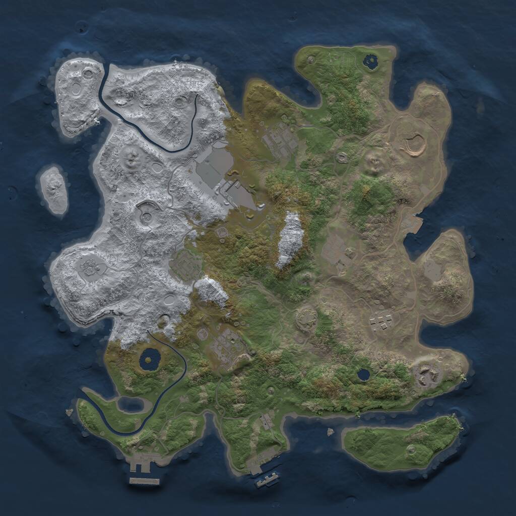Rust Map: Procedural Map, Size: 3500, Seed: 1349842323, 14 Monuments