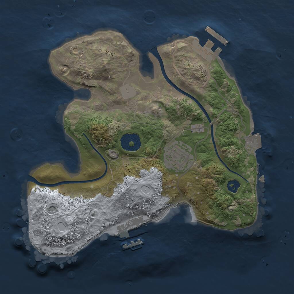 Rust Map: Procedural Map, Size: 2269, Seed: 2112287112, 4 Monuments