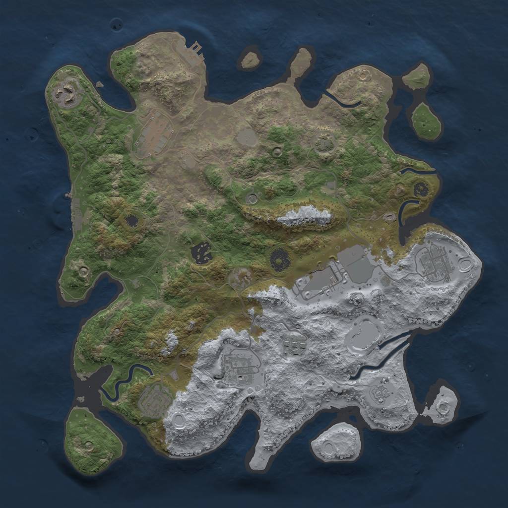 Rust Map: Procedural Map, Size: 3500, Seed: 13867, 16 Monuments