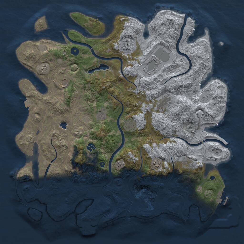 Rust Map: Procedural Map, Size: 4400, Seed: 41613404, 16 Monuments