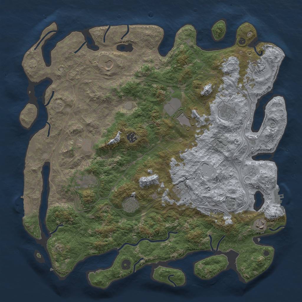 Rust Map: Procedural Map, Size: 4500, Seed: 2071397044, 19 Monuments