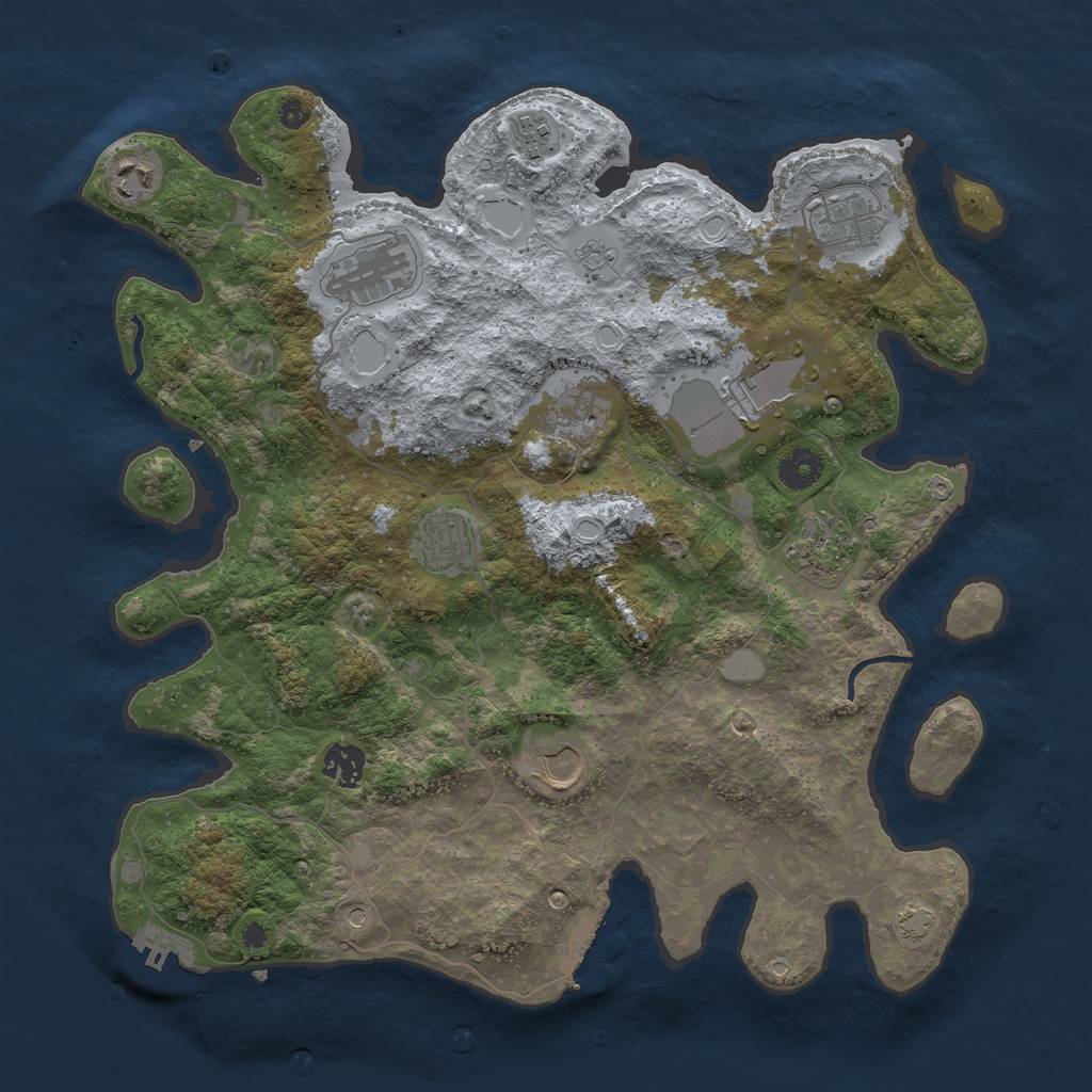 Rust Map: Procedural Map, Size: 3800, Seed: 57166127, 18 Monuments