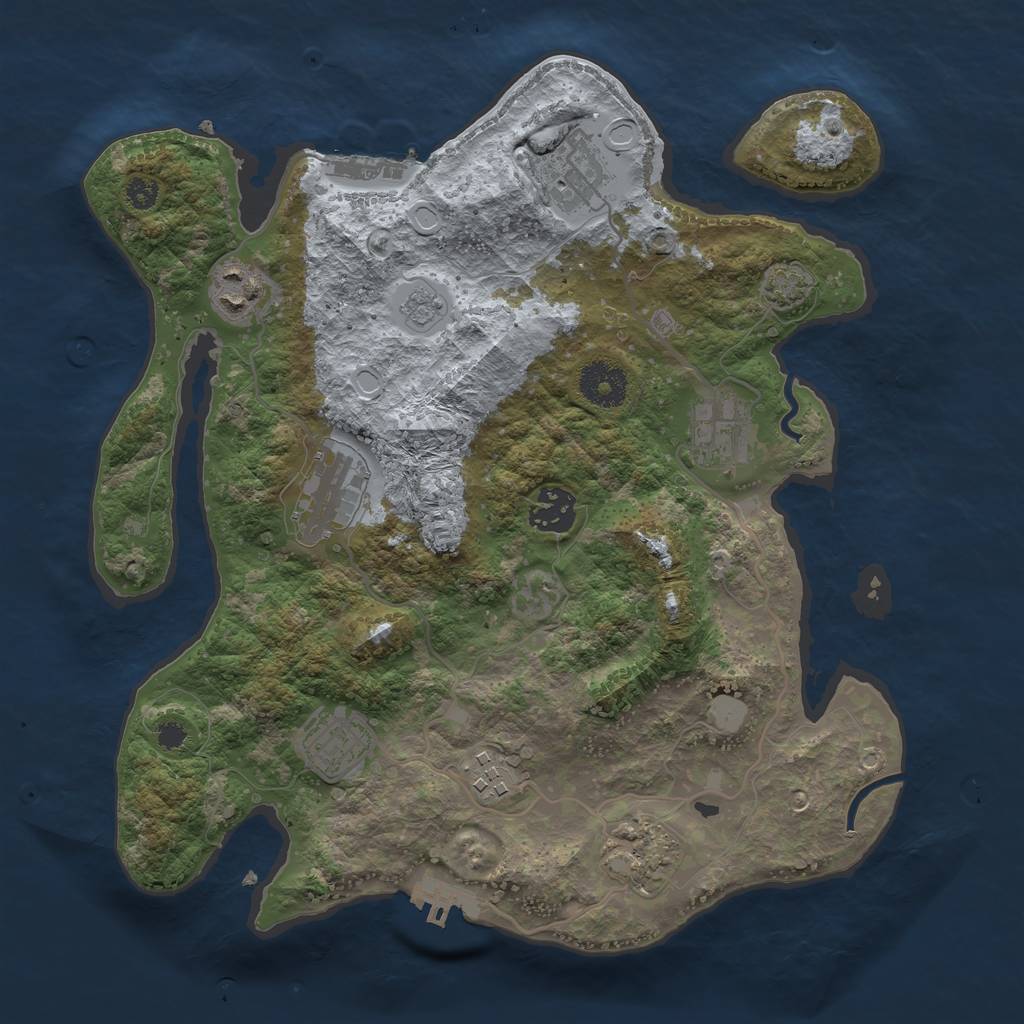 Rust Map: Procedural Map, Size: 3250, Seed: 1625687707, 15 Monuments