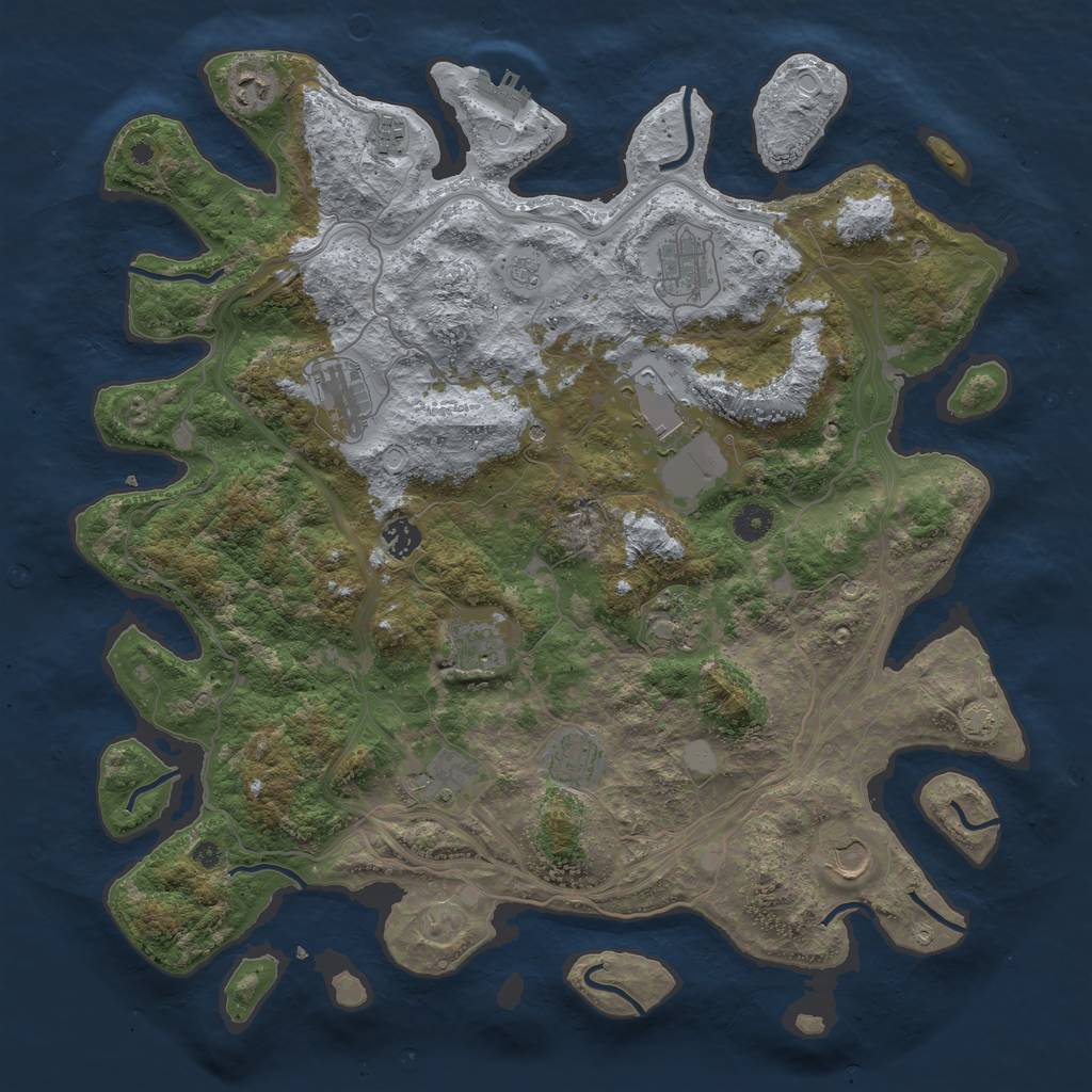 Rust Map: Procedural Map, Size: 4321, Seed: 1186303548, 18 Monuments