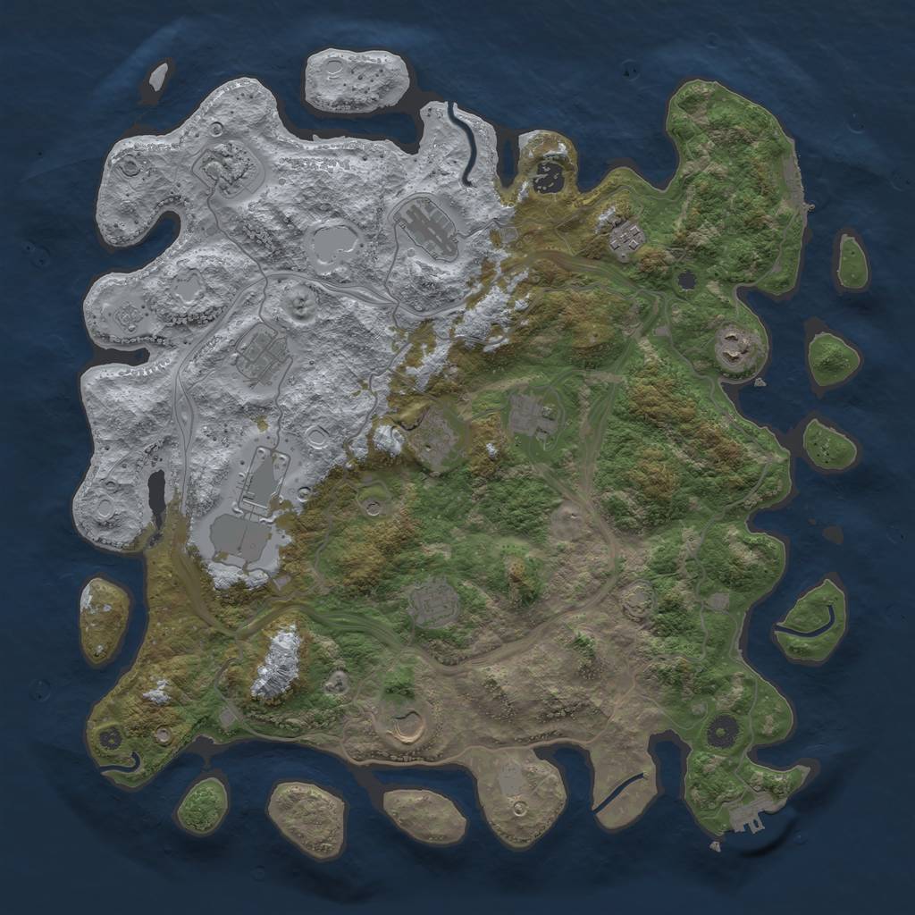 Rust Map: Procedural Map, Size: 4250, Seed: 591474356, 19 Monuments