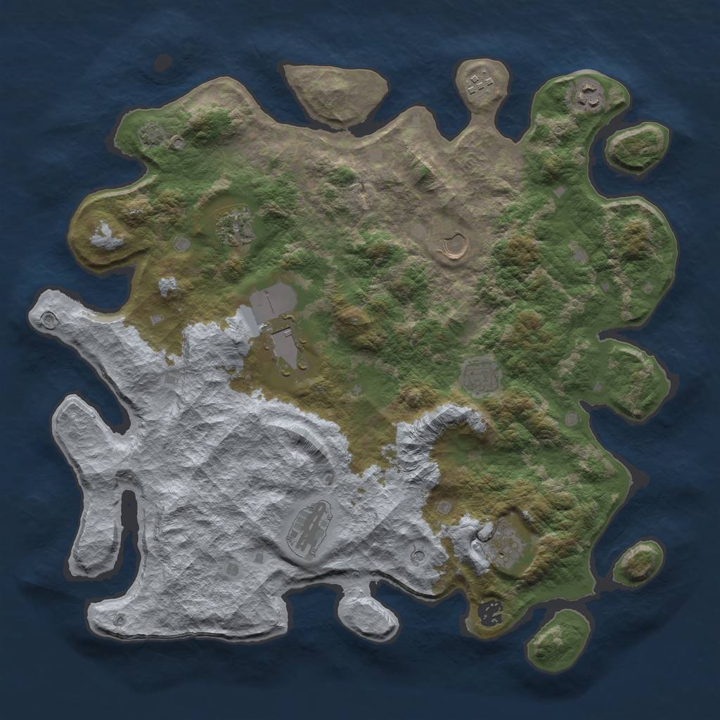 Rust Map: Barren, Size: 4100, Seed: 68531393, 13 Monuments