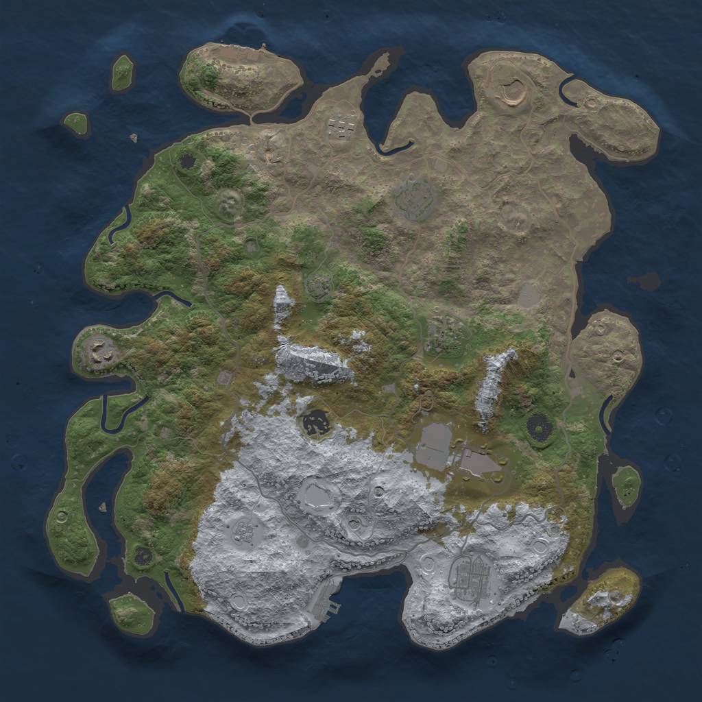 Rust Map: Procedural Map, Size: 4000, Seed: 529571390, 16 Monuments