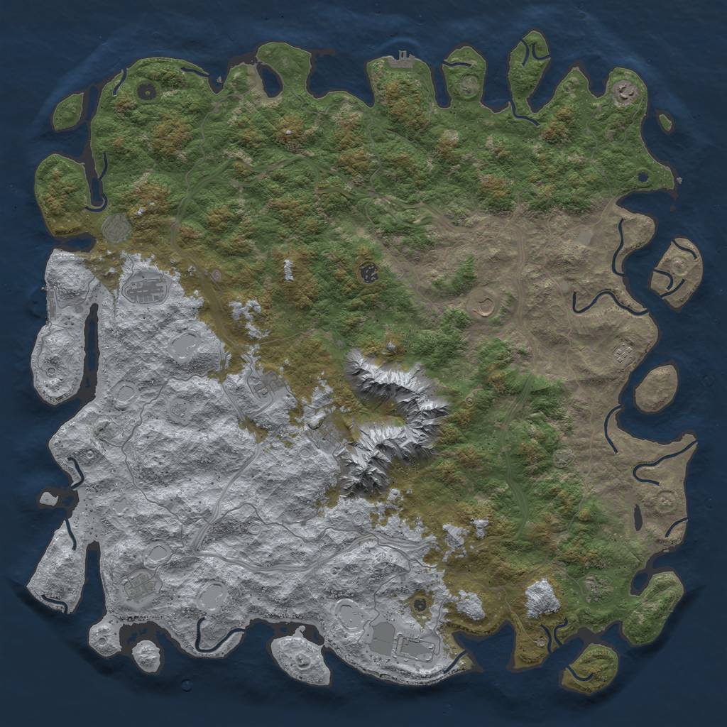 Rust Map: Procedural Map, Size: 6000, Seed: 13536, 19 Monuments