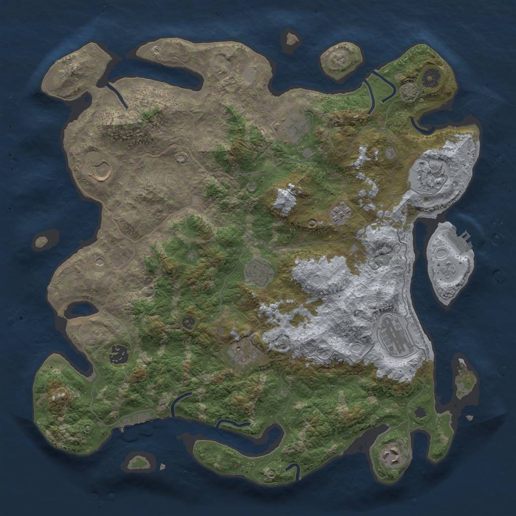 Rust Map: Procedural Map, Size: 4000, Seed: 623453, 17 Monuments