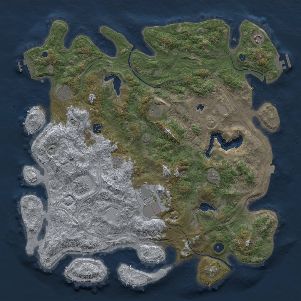 Rust Map: Procedural Map, Size: 4500, Seed: 257395593, 13 Monuments