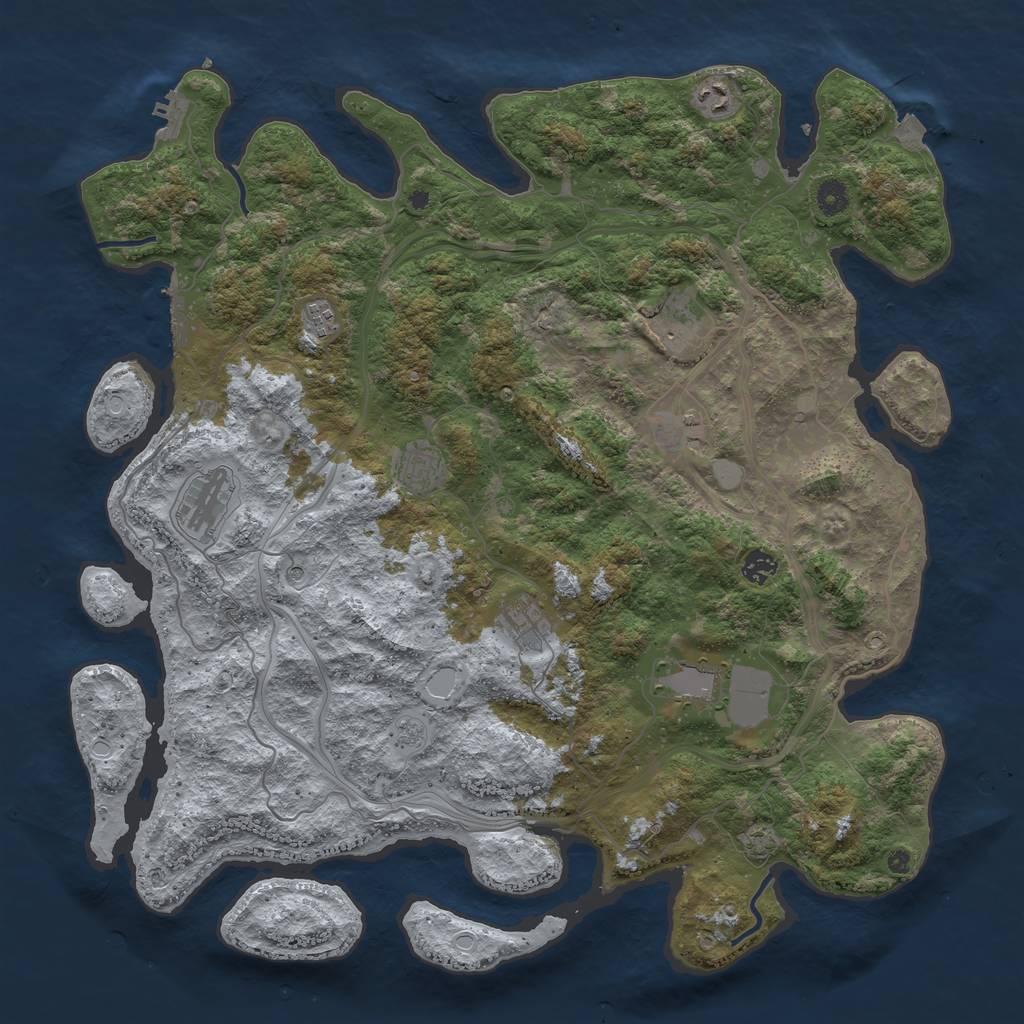 Rust Map: Procedural Map, Size: 4500, Seed: 257395593, 17 Monuments