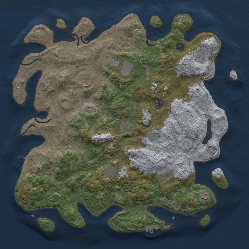 Rust Map: Procedural Map, Size: 4500, Seed: 213402346, 18 Monuments