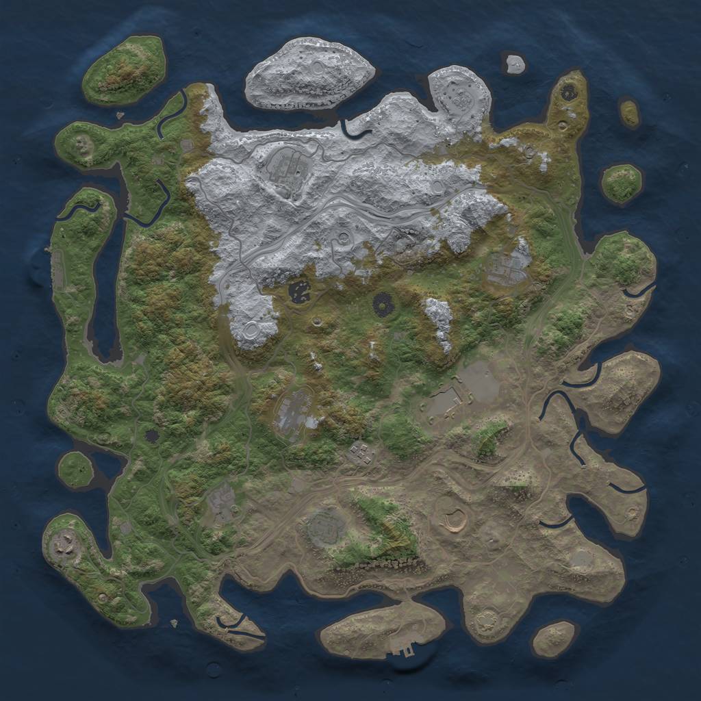 Rust Map: Procedural Map, Size: 4500, Seed: 1932343243, 18 Monuments
