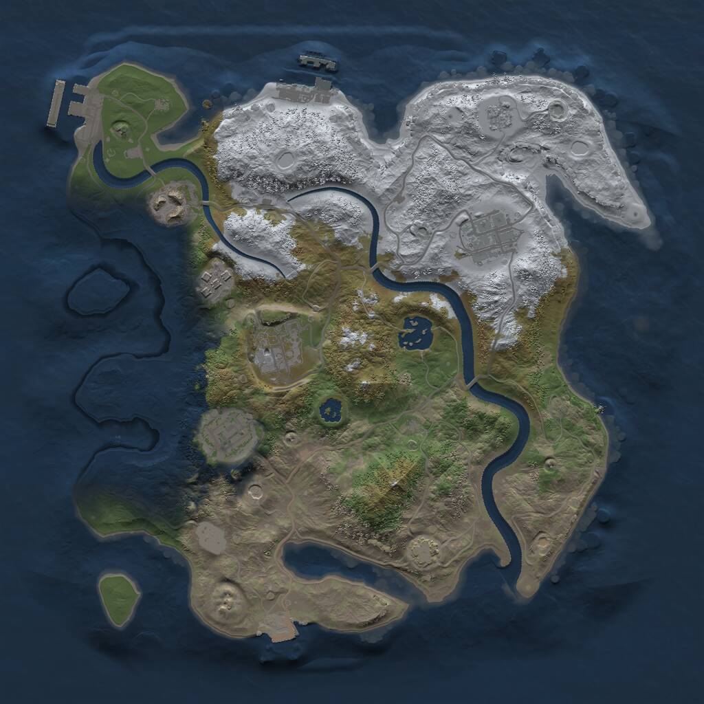 Rust Map: Procedural Map, Size: 3000, Seed: 84271243, 12 Monuments