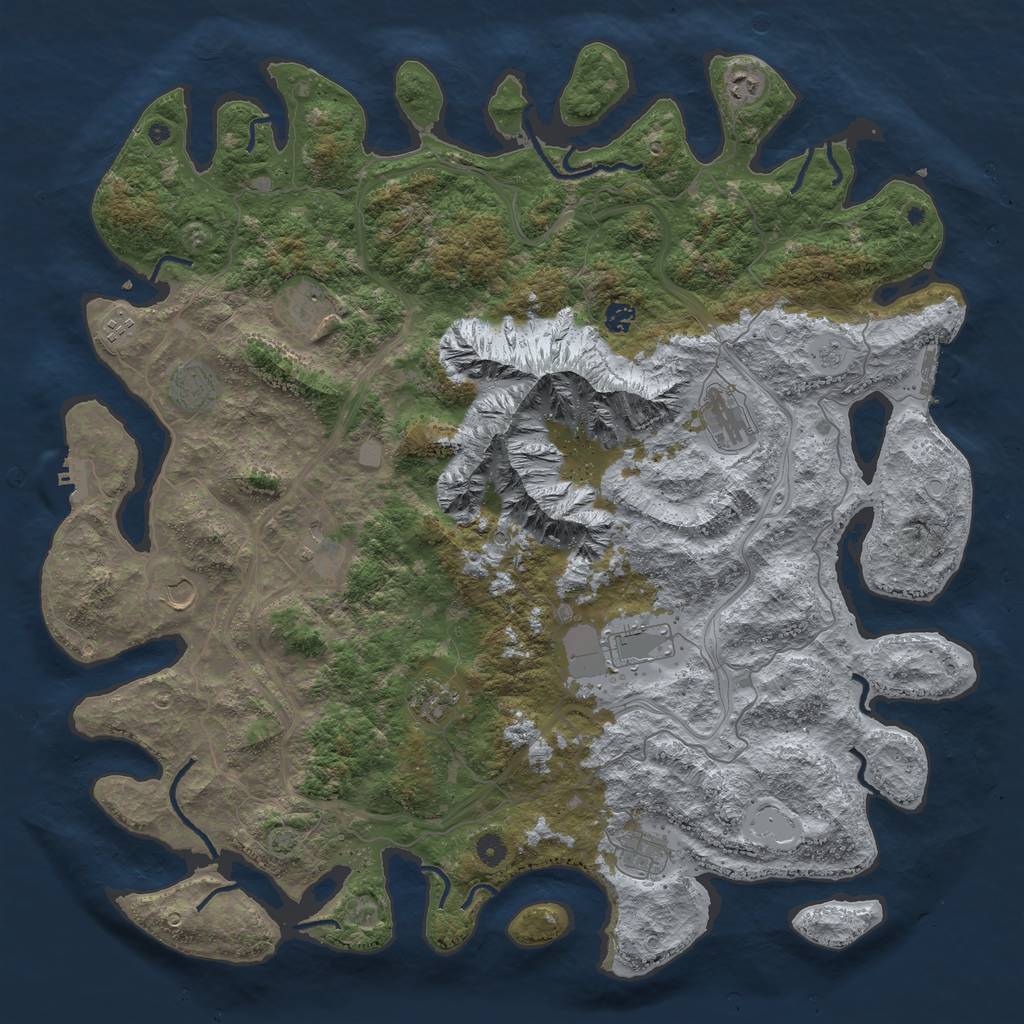 Rust Map: Procedural Map, Size: 5000, Seed: 275357369, 19 Monuments