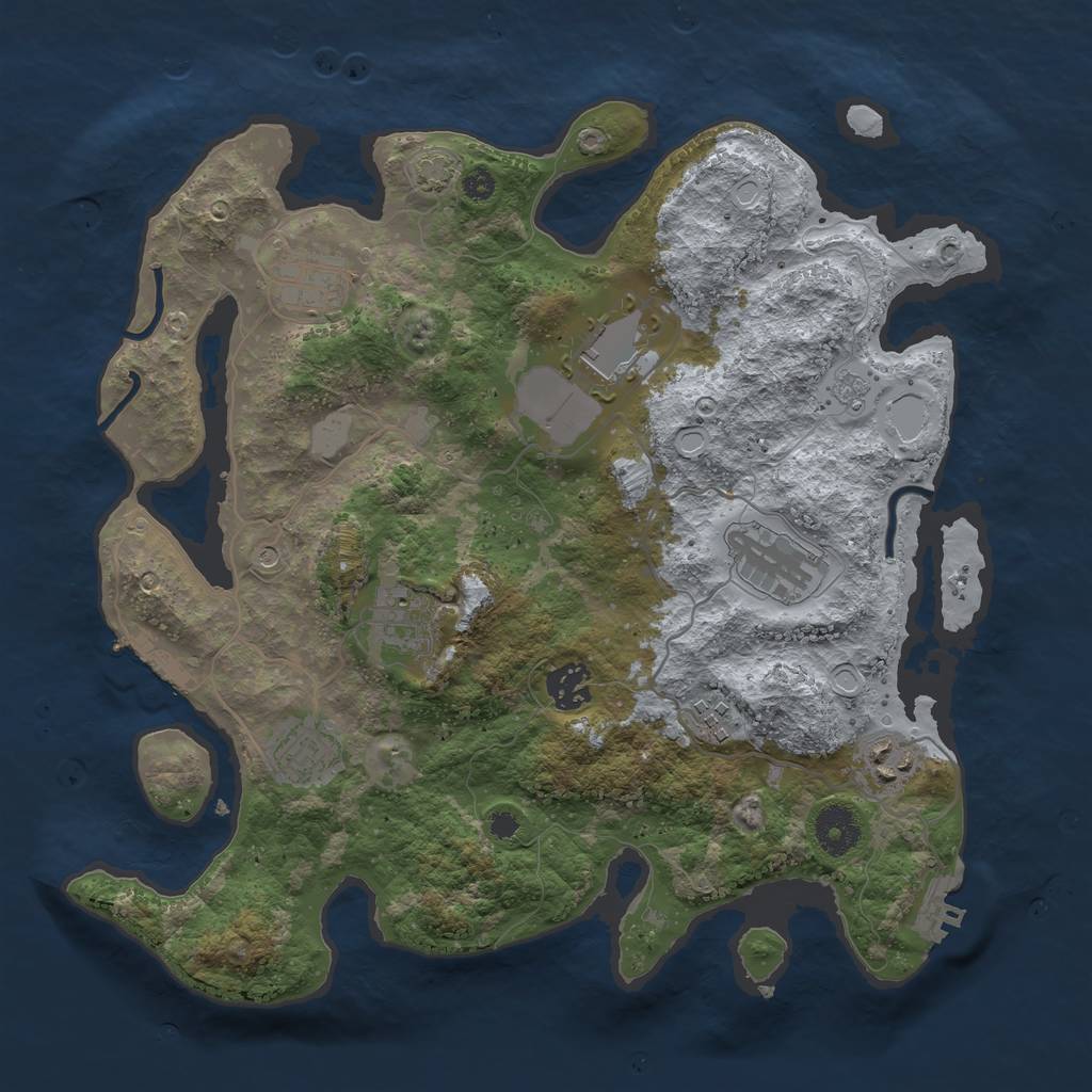 Rust Map: Procedural Map, Size: 3500, Seed: 12322, 16 Monuments