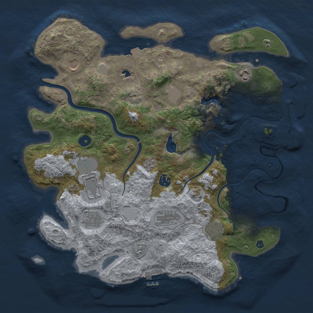Rust Map: Procedural Map, Size: 4000, Seed: 1211675237, 15 Monuments