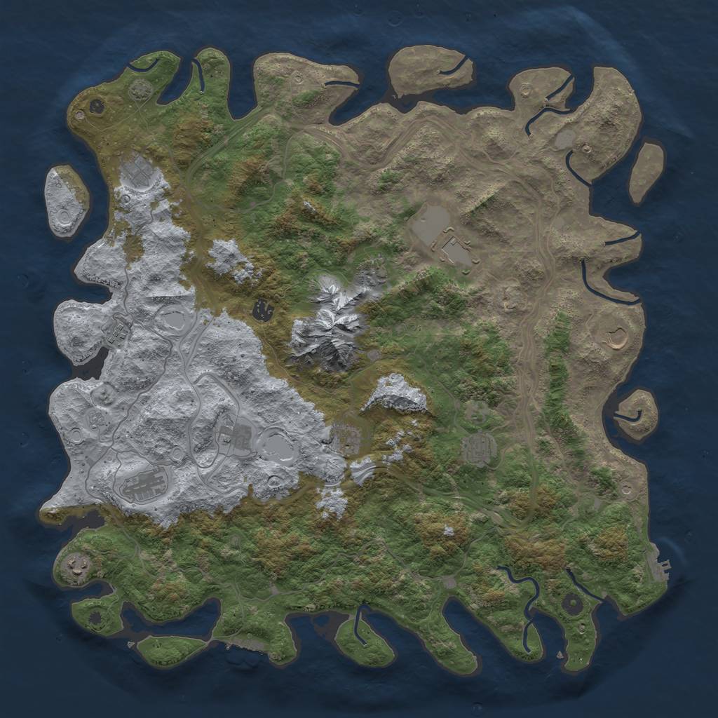 Rust Map: Procedural Map, Size: 5000, Seed: 1720299234, 19 Monuments