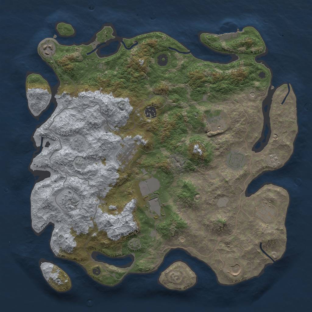 Rust Map: Procedural Map, Size: 4000, Seed: 32855, 17 Monuments