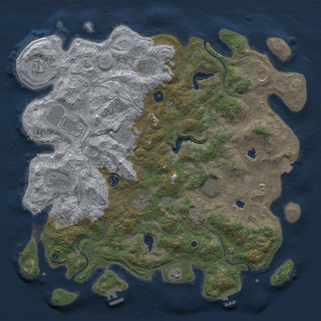 Rust Map: Procedural Map, Size: 4500, Seed: 247557529, 17 Monuments