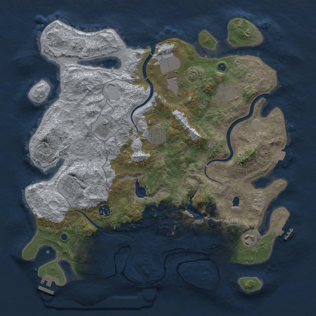 Rust Map: Procedural Map, Size: 4000, Seed: 1960485475, 14 Monuments