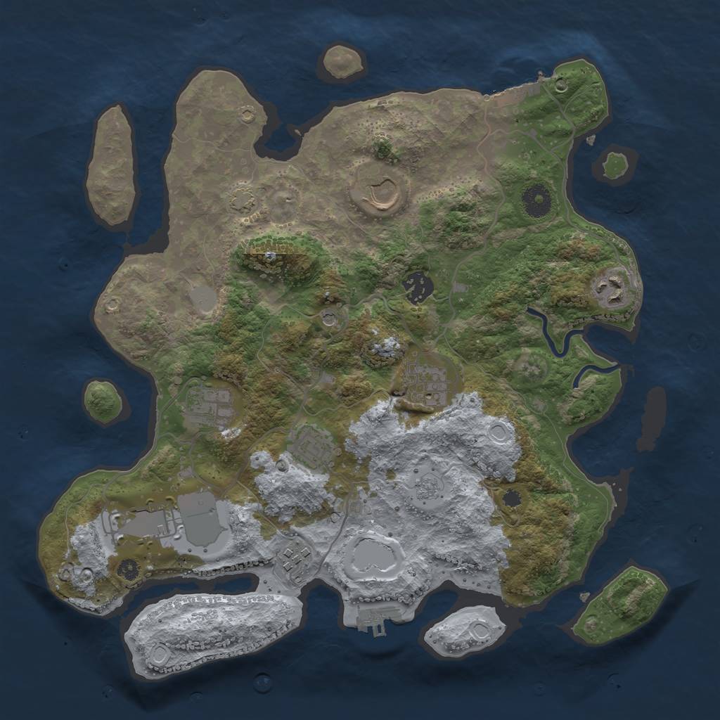 Rust Map: Procedural Map, Size: 3500, Seed: 154068283, 16 Monuments