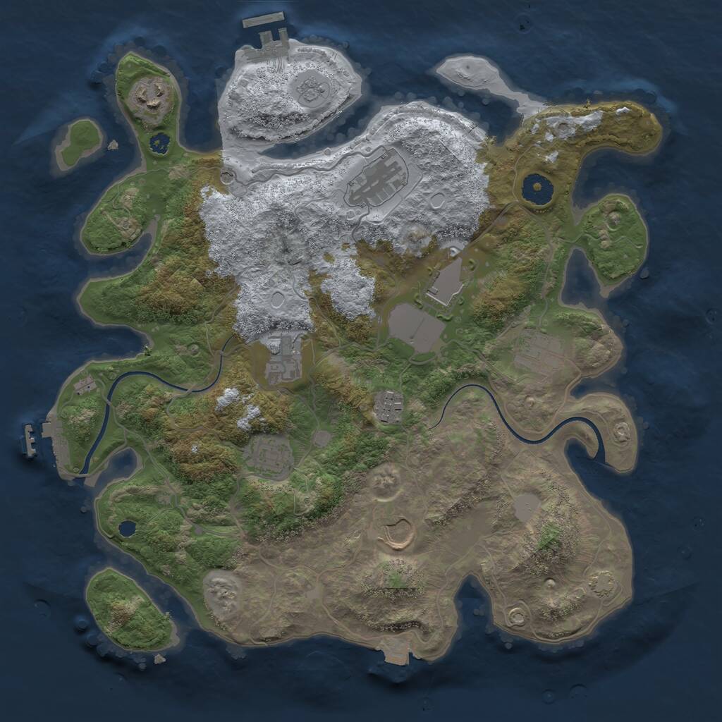 Rust Map: Procedural Map, Size: 3500, Seed: 525184877, 14 Monuments