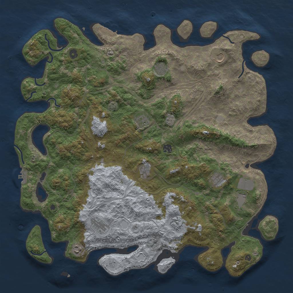Rust Map: Procedural Map, Size: 4800, Seed: 886020878, 19 Monuments