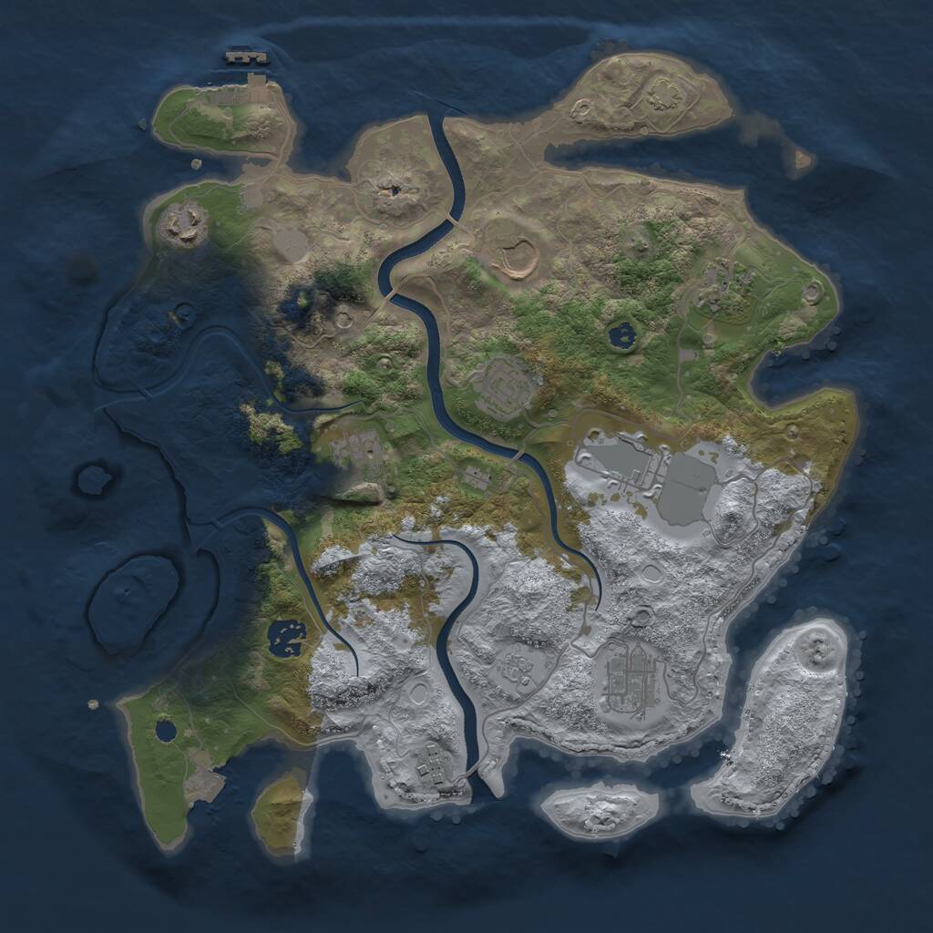 Rust Map: Procedural Map, Size: 3550, Seed: 29020607, 14 Monuments