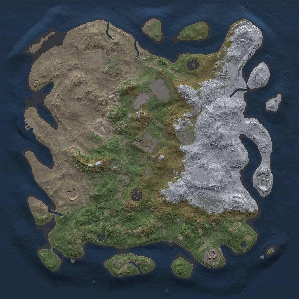 Rust Map: Procedural Map, Size: 3850, Seed: 21786323, 17 Monuments