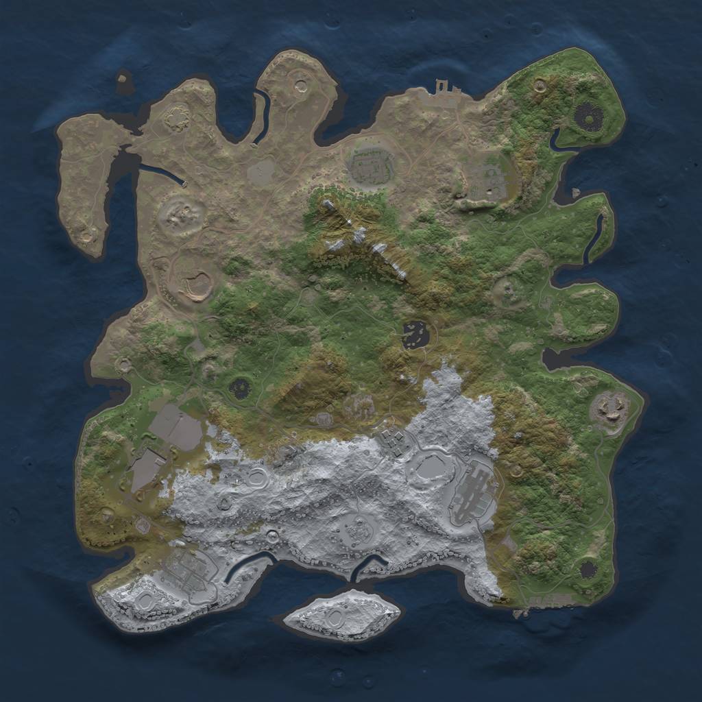 Rust Map: Procedural Map, Size: 3600, Seed: 68825981, 17 Monuments