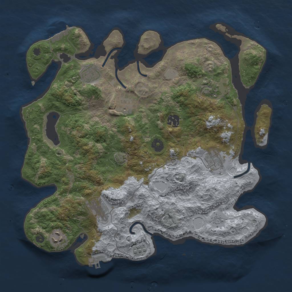 Rust Map: Procedural Map, Size: 3450, Seed: 30205711, 16 Monuments