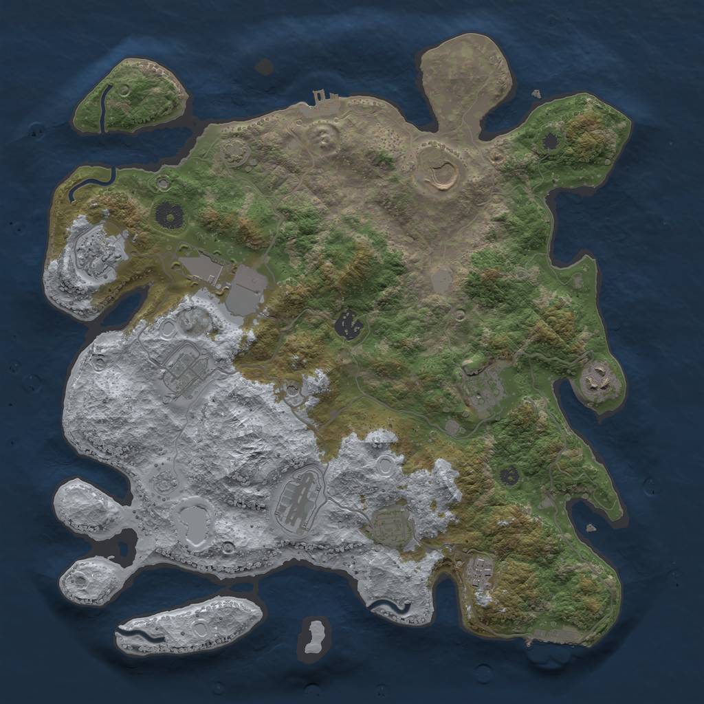 Rust Map: Procedural Map, Size: 3800, Seed: 29124948, 18 Monuments