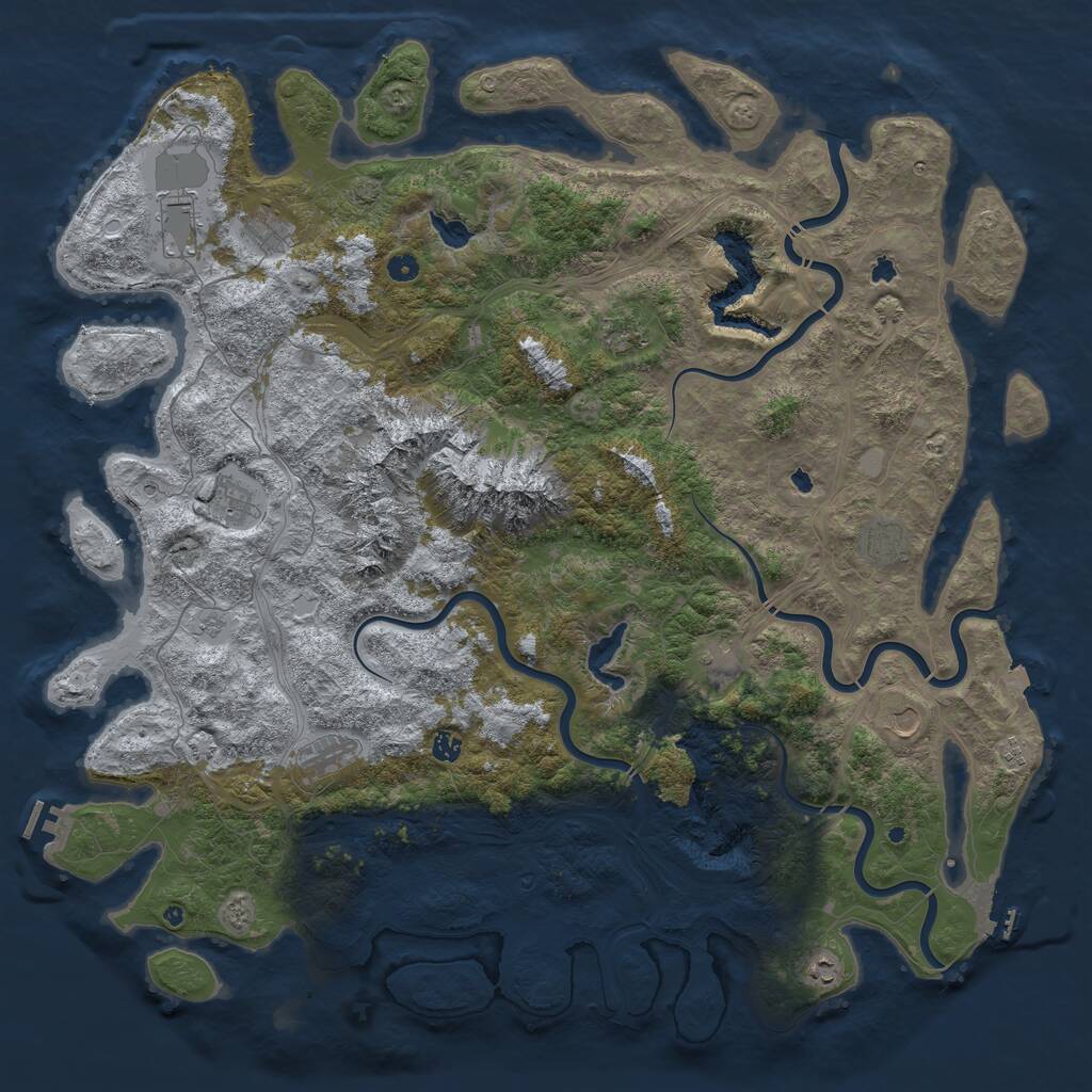 Rust Map: Procedural Map, Size: 5500, Seed: 836429099, 17 Monuments